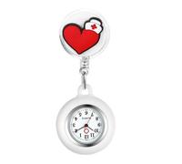 Lancardo Clip On Nurse Watch: Retractable Quartz Silicone Cover Cartoon Medical Symbol Pattern Badge Easy to Read for Women Men Doctor, M