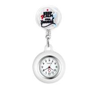 Lancardo Clip On Nurse Watch: Retractable Quartz Silicone Cover Cartoon Medical Symbol Pattern Badge Easy to Read for Women Men Doctor, F