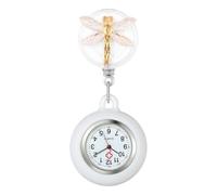 Lancardo Clip On Silicone Watch: Quartz Dragonfly Decoration Retractable Arabic Number Easy to Read Healthcare Workers Nurses Doctors