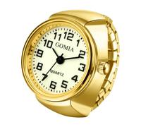 Lancardo Elastic Finger Ring Watch: Gold Tone Stretch Stap Quartz Luminous Arabic Numbers Dial Vintage Fun for Birthday Christmas