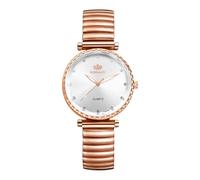 Lancardo Elegant Elastic Womens Watch: Big Dial Stainless Steel Rose Gold Stretch Strap Wristwatch for Birthday
