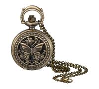 Lancardo Elegant Quartz Pocket Watch: Bronze Hollow Butterfly Accents Arabic Number Display with Necklace Chain for Birthday Christmas