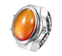 Lancardo Elegant Quartz Ring Watch: Cat Eye Stone Openable Case Stainless Steel Stretch Band Stylish Silver Tone for Party Christmas