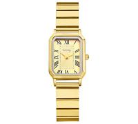 Lancardo Elegant Rectangular Womens Watch: Gold Tone Stainless Steel Easy-Read Roman Numerals Quartz Wristwatch Perfect for Birthday