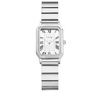 Lancardo Elegant Rectangular Womens Watch: Silver Tone Stainless Steel Easy-Read Roman Numerals Quartz Wristwatch Perfect for Birthday