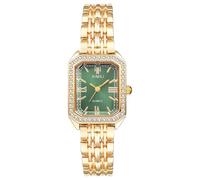 Lancardo Elegant Square Quartz Watch: Womens Bling Gold Tone Case Green Dial Removable Stainless Steel Strap Lady Business Casual Party Dress Wristwatch