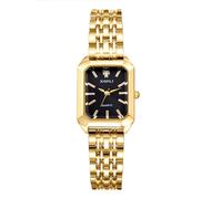 Lancardo Elegant Square Women's Watch: Quartz Gold Tone Case Black Dial Removable Stainless Steel Strap Dress Wristwatch Birthday