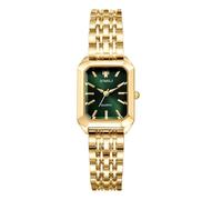 Lancardo Elegant Square Women's Watch: Quartz Gold Tone Case Green Dial Removable Stainless Steel Strap Dress Wristwatch Birthday