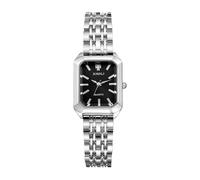 Lancardo Elegant Square Women's Watch: Quartz Silver Tone Case Black Dial Removable Stainless Steel Strap Dress Wristwatch Birthday Christmas
