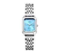 Lancardo Elegant Square Women's Watch: Quartz Silver Tone Case Blue Dial Removable Stainless Steel Strap Dress Wristwatch Birthday Christmas