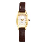 Lancardo Elegant Women Square Watch: Analog Quartz White Dial Shine Rhinestone Ladys Casual Fashion Leather Strap Timepiece, brown