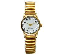 Lancardo Laides Big Arabic Numerals Small Face Gold Tone Flexible Expansion Metal Band Wrist Watch