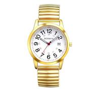 Lancardo Men's Elastic Watch with 24 Hour Calendar Analogue Quartz Watch Polished Stainless Steel Stretch Strap Watches Gifts for Men, Gold 2, Bracelet