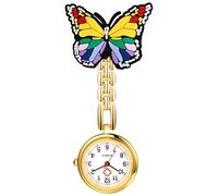 Lancardo Pin On Nurse Watch: Unique Butterfly Pattern Badge Analog Quartz Easy to Read Pocket Watch for Women Men Doctor Hospital, mix color