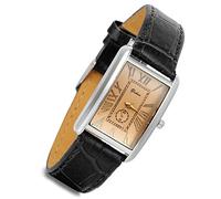 Lancardo Retro Vintage Silver Tone Case Crocodile Pattern Black Leather Women's Couple Square Watch(Women)