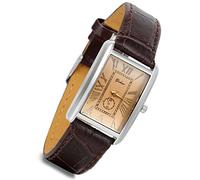 Lancardo Retro Vintage Silver Tone Case Crocodile Pattern Brown Leather Women's Couple Square Watch(Women)