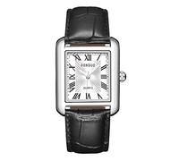 Lancardo Retro Vintage Square Quartz Analog Watch Silver Tone Case Crocodile Pattern Brown Leather Business Casual Dress Wrist Watch, men black leather, Analog Watch
