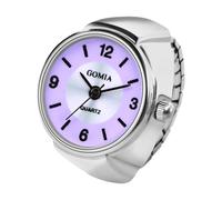 Lancardo Ring Watch for Women and Men Analog Quartz Watch Arabic Numerals Dial Elastic Band Colorful Dial Finger Watch, purple, Casual