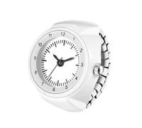 Lancardo Simple Elastic Finger Watch: Classic Black White Quartz Ring Watch for Women Men Novel Style, white