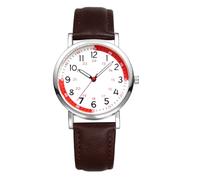 Lancardo Simple Women's Leather Watch: Quartz Easy-Read 24-Hour Stylish Pulse Calculation Wristwatch Great for Medical and Daily Wear, brown silver