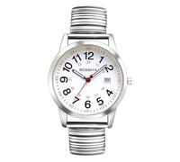 Lancardo Stylish Mens Elastic Watch: Quartz Easy-Read HD Dial Stretch Stainless Steel Strap Wristwatch Big Dial, silver
