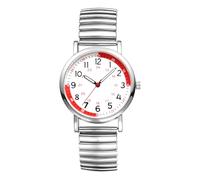 Lancardo Stylish Women's Elastic Watch: Analog Quartz Pulse Calculation Easy-Read 24-Hour Dial Stainless Steel Band for Healthcare Everyday Wear, silver