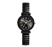 Lancardo Stylish Womens Elastic Watch: Quartz Easy-to-Read Arabic Large Numbers Black Stainless Steel Stretch Band Wristwatch Casual Business Birthday