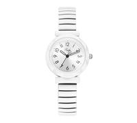 Lancardo Stylish Womens Elastic Watch: Quartz Easy-to-Read Arabic Large Numbers White Stainless Steel Stretch Band Wristwatch Casual Business Birthday