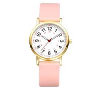 Lancardo Stylish Women's Quartz Watch: 24-Hour Display Slicone Strap Silver Case Easy Reader Perfect for Healthcare, pink