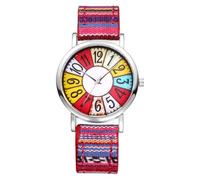 Lancardo Trendy Women's Bohemian Watch: Quartz Colorful Leather Patch Strap with Easy-to-Read Dial for Casual School Party, pink
