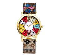 Lancardo Trendy Women's Bohemian Watch: Quartz Colorful Leather Patch Strap with Easy-to-Read Dial for Casual School Party, flower