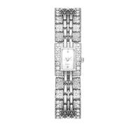 Lancardo Trendy Womens Square Watch: Analog Quartz Full Zirconia Strap Gorgeous Timepiece for Lady Casual Parties Events, silver