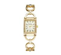 Lancardo Unique Rectangular Watch: Imitation Diamonds and Geometric Style - Waterproof Quartz Movement and Elegant Gold Stainless Steel Band!