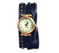 Lancardo Vintage Women Quartz Watch: Layered Leather Band Roman Numerals Punk Double-Wrap Design Wristwatch Birthday