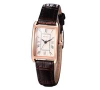 Lancardo Vintage Women Square Wristwatch: Analog Quartz Leather Strap Roman Numerals Dainty Watches for Lady, rosegold case brown leather, Classic