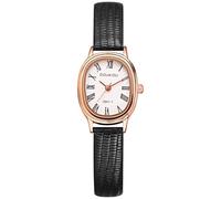 Lancardo Vintage Womens Oval Watch: Quartz Black Leather Strap Easy-Read Roman Number Dail Classic Stylish Lady Dress Wristwatch