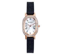Lancardo Vintage Womens Oval Watch: Silicone Strap Bling Rhinestones Bezel Roman Numerals Silver Dial Dressy Wrsitwatch Casual Business