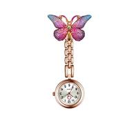 Lancardo Women Butterfly Brooch Nurse Watch Pin-On with Secondhand Stethoscope Lapel Fob Pocket Badge Watches for Doctor Nurse Easy to Read, pink, Modern