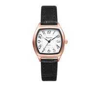Lancardo Women Square Leather Watch: Analog Quartz Simple Rose Gold Case White Dial Black Brown Vintage Wristwatch Valentins Day Womens Day, black band, vintage