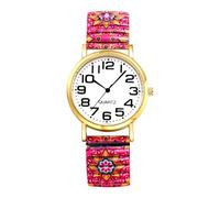 Lancardo Women Stretch Band Watch: Bohemia Colorful Elastic Strap Analog Quartz Big Number White Dial Wristwatch Easy to Read Gold Tone Case Birthday