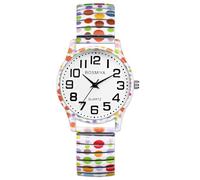 Lancardo Women Stretch Band Watch: Light Polka Dots Elastic Analog Quartz Big Number White Dial Wristwatch Easy to Read Birthday Christmas