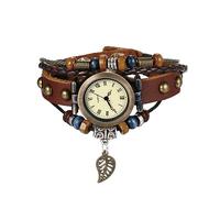 Lancardo Women's Braided Leather Straps Butterfly Charm Bracelet Bangle Watches Quartz Business Casual Wrist Watch Friendship Anniversary, silver leave, novel