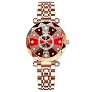 Lancardo Women's Diamond Watches: 3ATM Waterproof Analogue Quartz Watches with Shiny Rhinestone Dial Scale Faceted Glass Watches with Stainless Steel Strap Gifts for Women, red, Bracelet