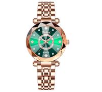 Lancardo Women's Diamond Watches: 3ATM Waterproof Analogue Quartz Watches with Shiny Rhinestone Dial Scale Faceted Glass Watches with Stainless Steel Strap Gifts for Women, Green, Bracelet