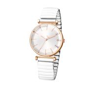 Lancardo Womens Elastic Band Watch: Quartz White Stainless Steel Stretch Strap Clear Easy-to-Read Dial Wrsitwatch for Lady
