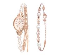 Lancardo Women's Elegant Rose Gold Ladies Dress Watch with Pearl Bracelet: Stylish Oval Dial Wrist Watch for Birthday, Valentine's Day, oval watch, Classic