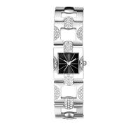 Lancardo Women's Rectangular Watches: Shiny Full Diamond Rhinestone Analogue Quartz Wrist Watches with Bar Scale Adjustable Crystal Bracelet Bracelet Watch Gifts for Women, silver black