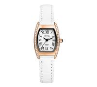 Lancardo Women's Watches Rectangular Wrist Watches Women: Exquisite Analogue Quartz Watch with Roman Numeral Scale Leather Strap Watches Ladies Gifts for Women White