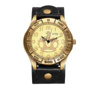 Lancardo Wrist Watches Men's Genuine Leather Men's Watches: Vintage Punk Large Dial Analogue Quartz Watch with Arabic Numerals Crown Decoration Watches Motorcycle Watch Men, black, Strap.