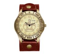 Lancardo Wrist Watches Men's Genuine Leather Men's Watches: Vintage Punk Large Dial Analogue Quartz Watch with Arabic Numerals Crown Decoration Watches Motorcycle Watch Men, red, Strap.